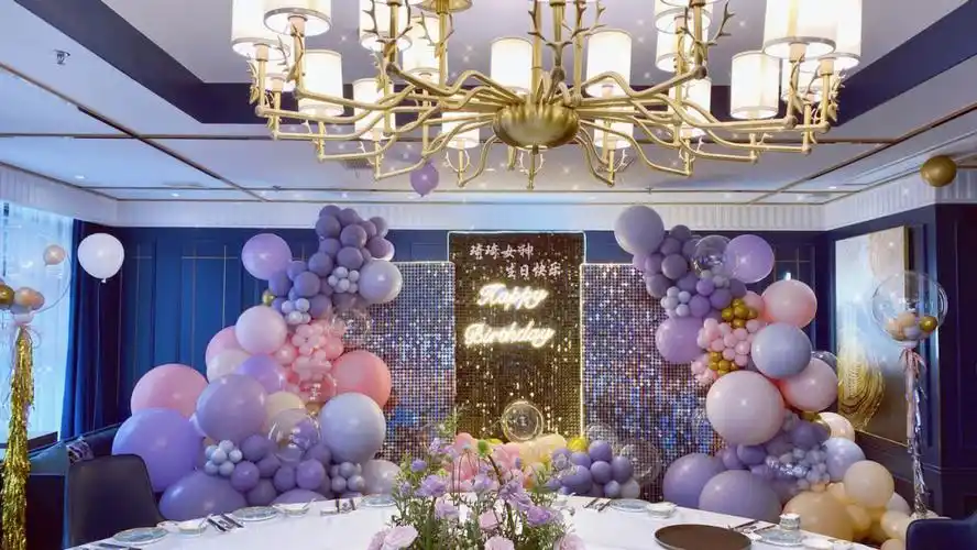 柠檬了93适合餐厅包厢布置的生日氛围青禾主题生日布置生日气球花艺