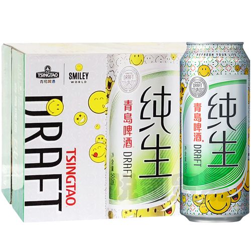 山东青岛啤酒纯生500ml*12听整箱口感柔和纯正黄啤罐装新日期