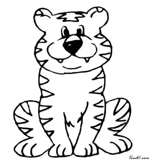 老虎简笔画五 简笔画图片大全-普车都