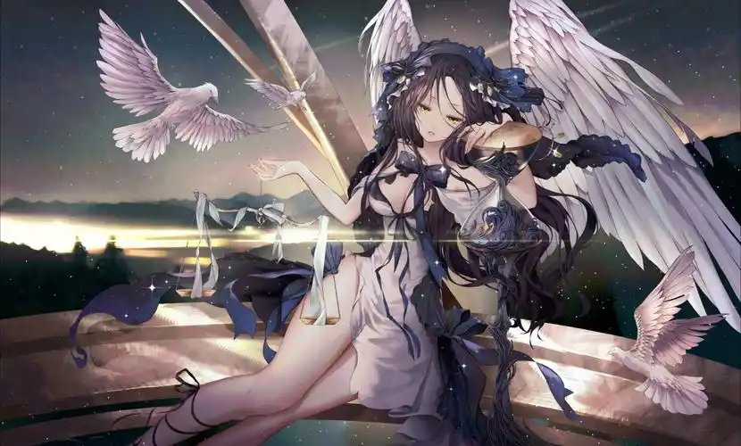 女孩连衣裙 翅膀 天使 天平秤 动漫壁纸_4k动漫图片高清壁纸_墨鱼