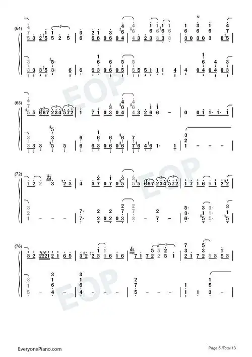 fireflower镜音レン双手简谱预览5