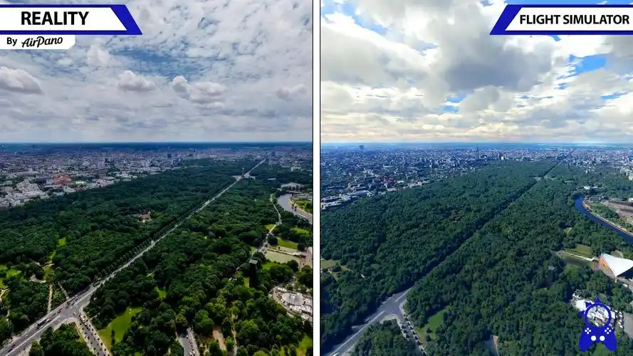 微软飞行模拟游戏画面对比现实场景高度还原