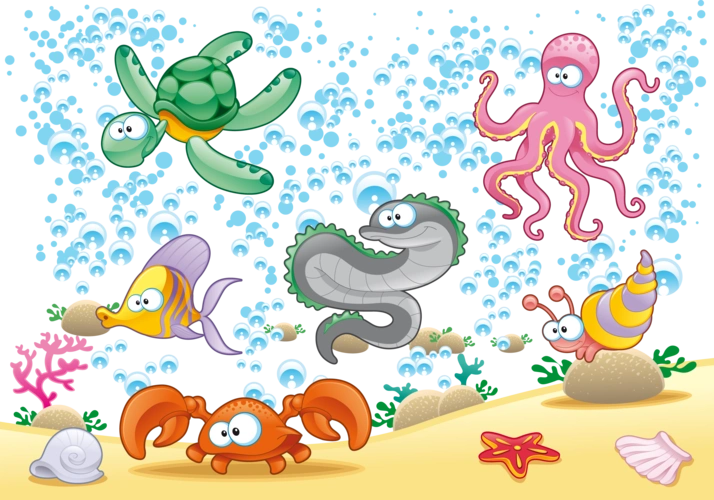 海底生物海龟卡通插画图片