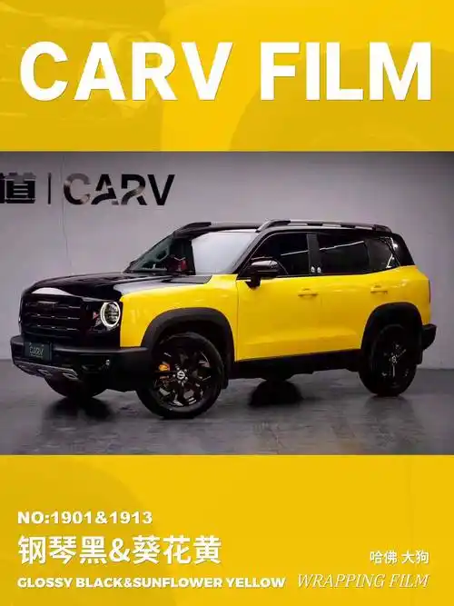 哈弗大狗卡孚改色膜钢琴黑和葵花黄,适合阳光开朗大男孩_黄色_色感