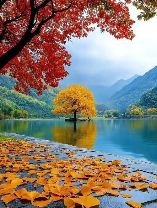 看枫燃岭上,红流似火;菊开篱畔,素蕊如瑶