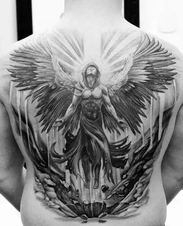满背天使纹身图案
