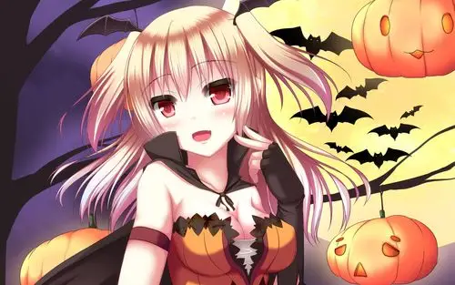 可爱的动漫美女万圣节主题系列卡通图片桌面壁纸(2)