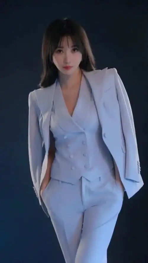 柳岩 三件套look 缺一双红色高跟鞋西装控职业装01