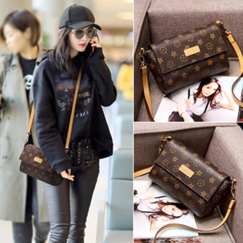 热销杨幂同款包包 真皮_香港杨幂明星同款真皮老花包包女潮牌时尚单肩