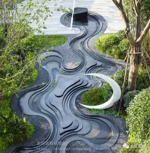 曲阳翰铭石雕流水石钵鱼缸别墅水系庭院水景观喷泉装饰品落地水钵摆件