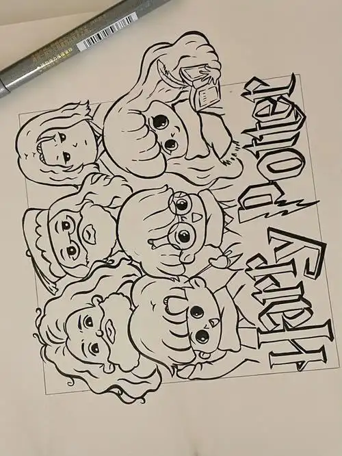 哈利波特简笔画q版卡通手绘