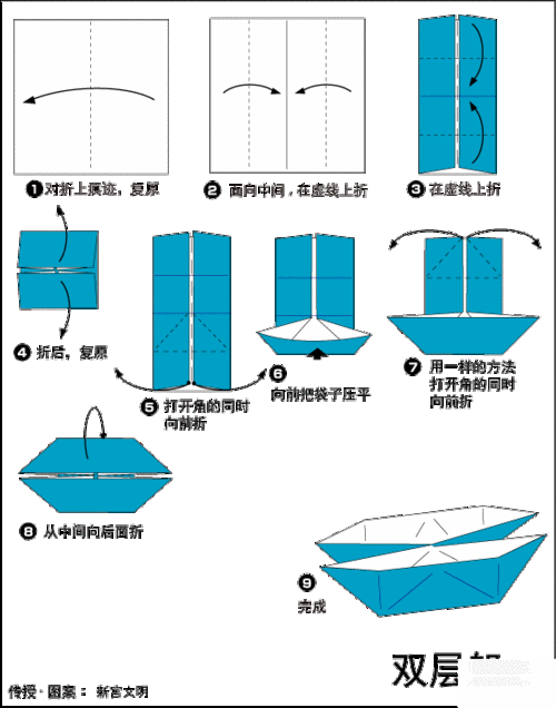 手工折纸双船示意图