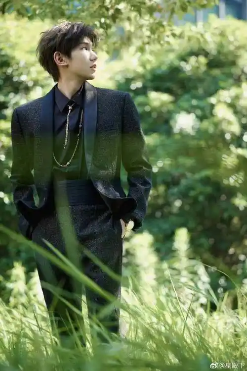 王源黑色金闪西装##王源