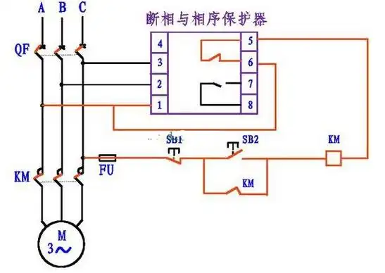 断相与相序保护继电器的接线方法图解
