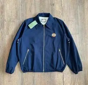 9.5代购gucci鹿晗同款拉链夹克外套藏蓝色宽松版50码胸132长69