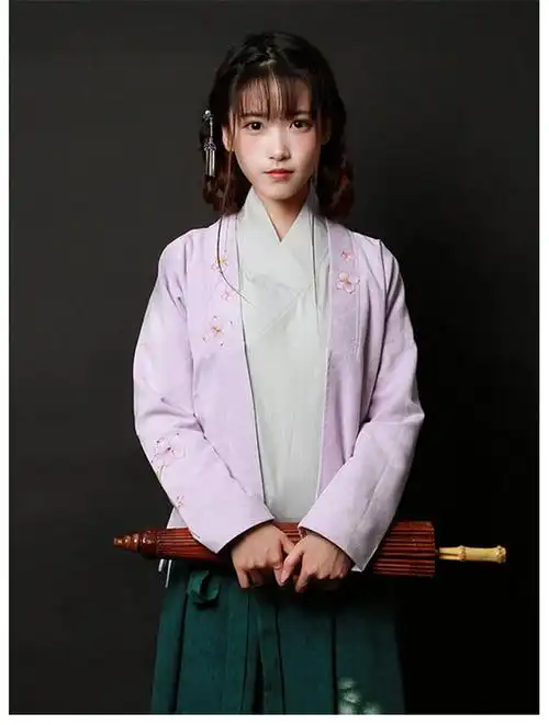 中国风女装手绘日常汉服中式对襟上衣-发簪网