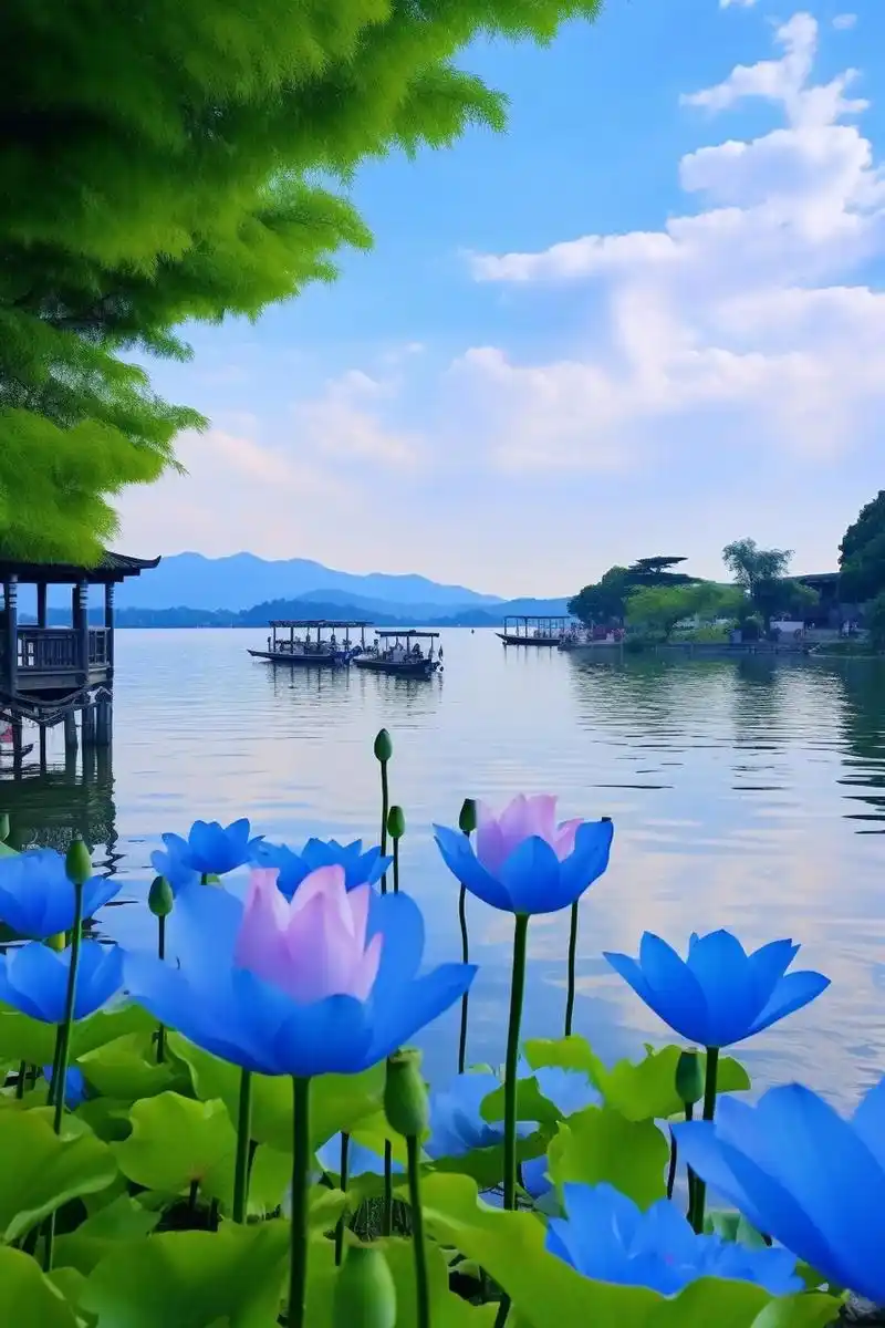 六月杭州西湖美景,是何花展示它的美的时候,一朵朵盛开荷花,紧 - 抖音