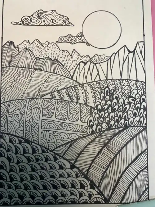 美术考编技能题线描风景画