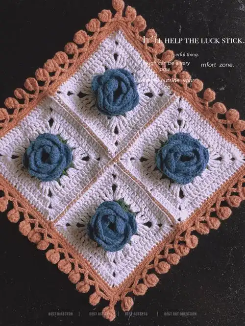 祖母方格复古玫瑰钩针