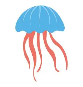 卡通水母平面矢量图标照片