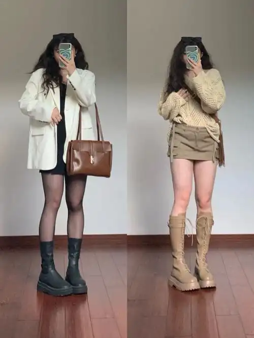 160100秋日辣妹穿搭到穿靴子不捂脚季节