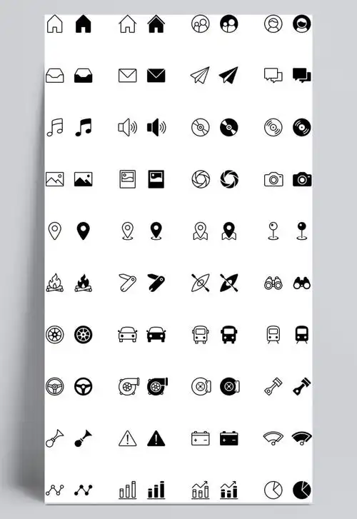黑白图标合集设计模板素材