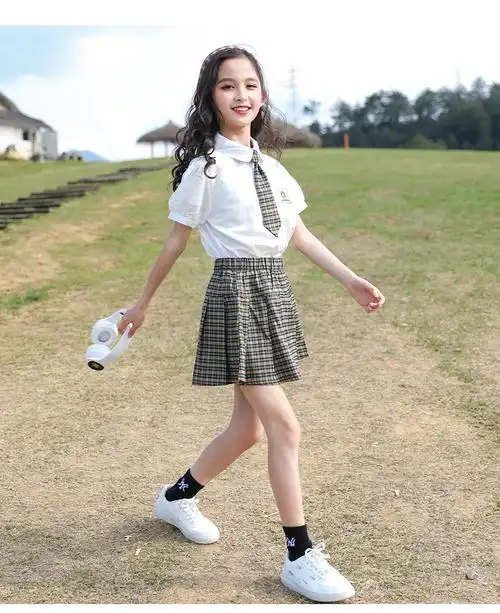 荷棠梦jk裙子儿童8女大童学院风套裙八岁女孩夏天裙子2022新款7岁学生