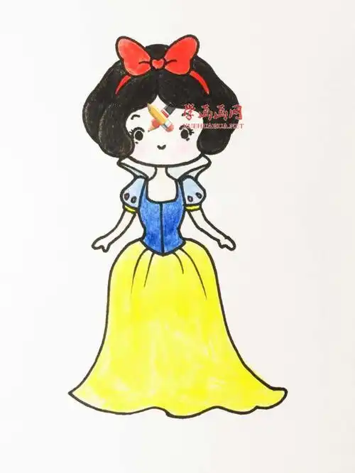 如何画美丽的白雪公主的简笔画