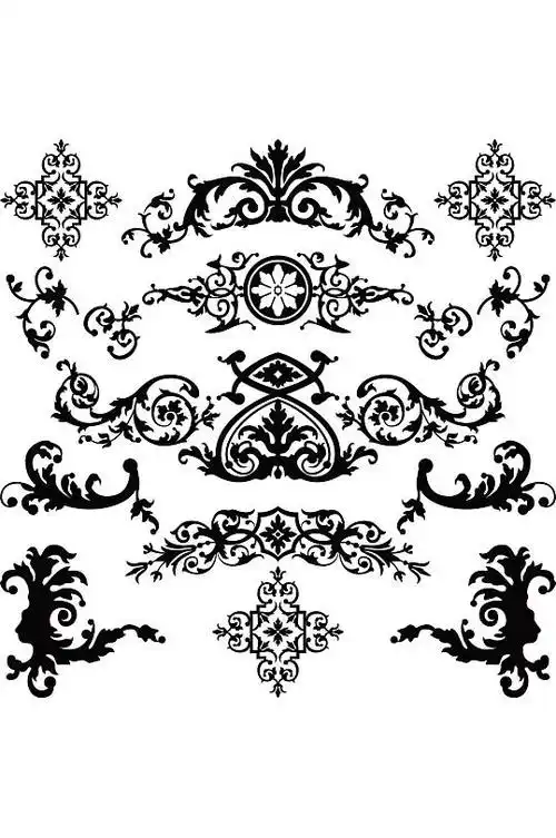 黑白精美花纹设计矢量元素素材