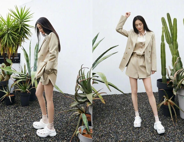 明星同款crocs卡骆驰女款厚底老爹洞洞鞋海淘折后5499