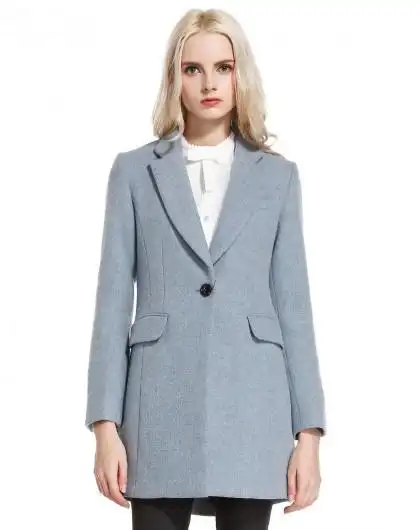 女款浅蓝灰色淑女斯文长袖大衣