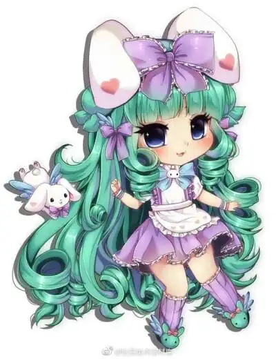 二头身q版动漫少女人物