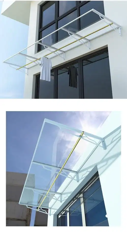 wasainiu钢化玻璃雨棚别墅庭院雨棚户外露天防水遮阳雨棚门窗雨棚黑色