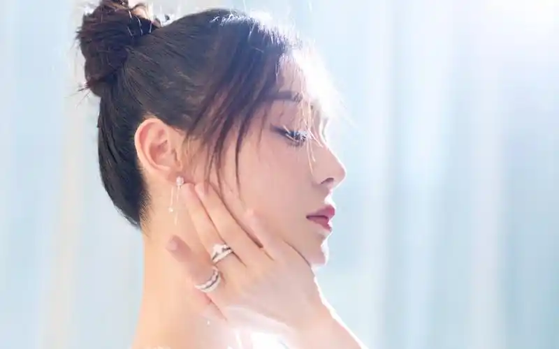 袁姗姗羽毛裙唯美写真桌面壁纸