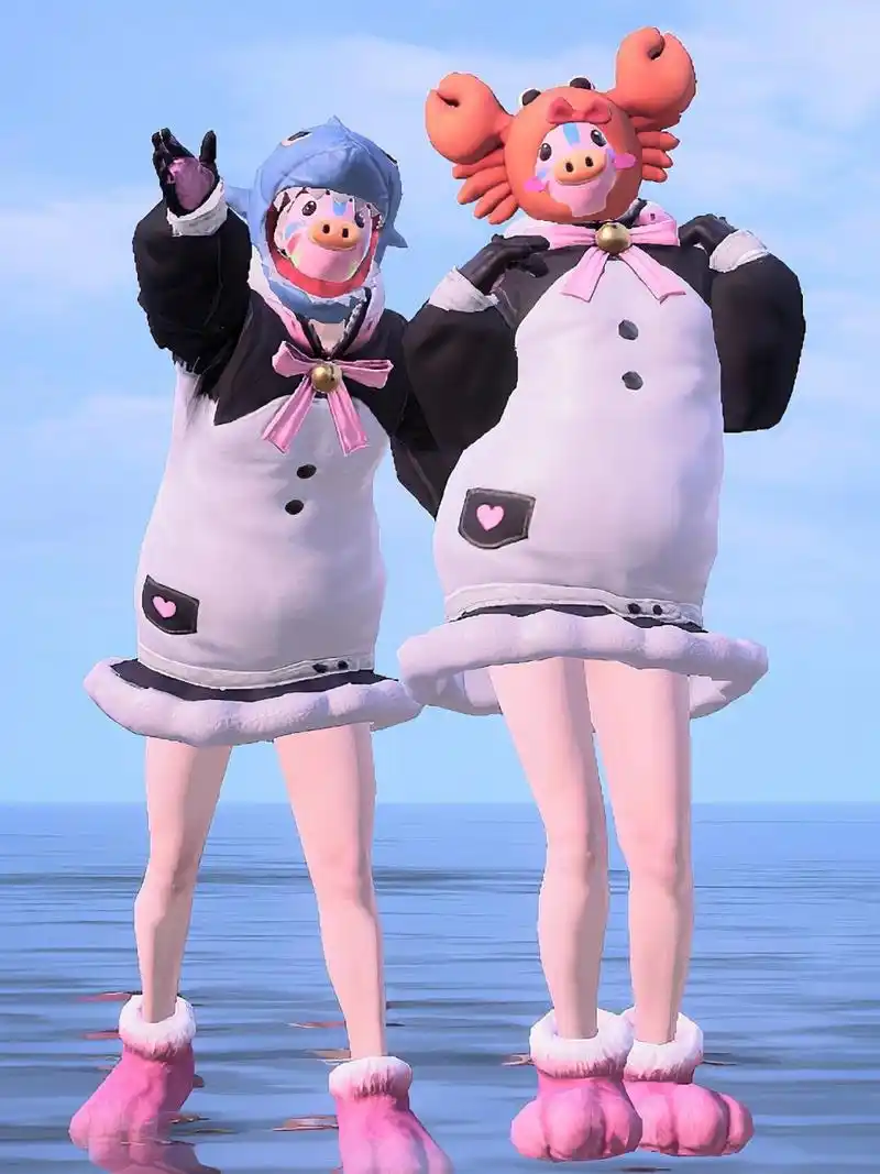 和平精英竖屏高清壁纸 超级可爱的螃蟹猪和鲨鱼组合,简称"鲨蟹组合"