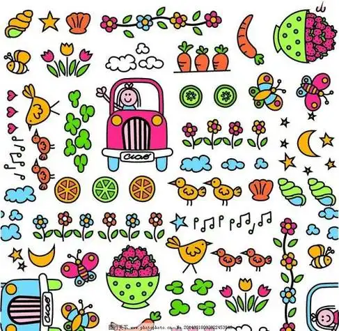 彩色装饰图案简笔画