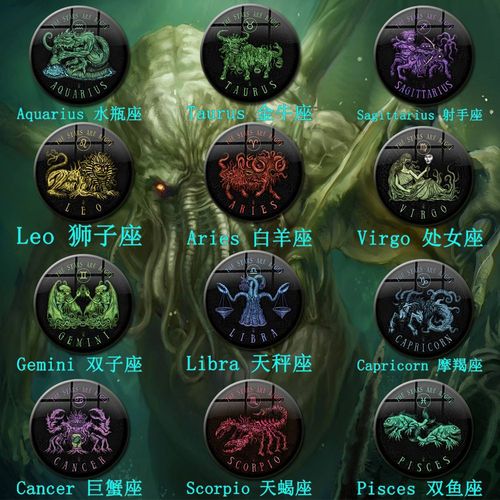 亚马逊新品lovecraft 克苏鲁神话12十二星座古铜时光宝石项链