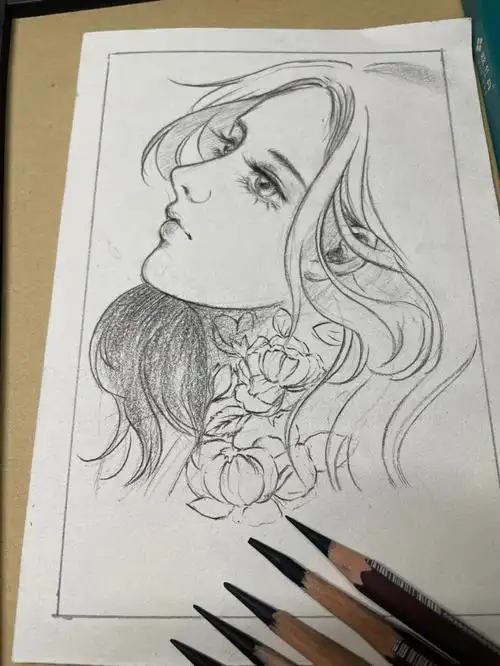 黑白人物动漫风速写临摹练习