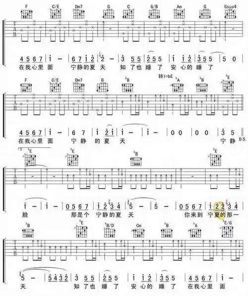 宁夏梁静茹吉他谱