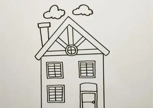 简单漂亮楼房简笔画怎么画带颜色楼房简笔画步骤画法