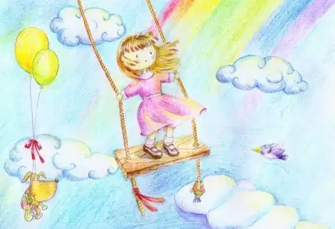 小天使做着美美的星空梦其他人物简笔画中秋节人物月亮简笔画彩色卡通