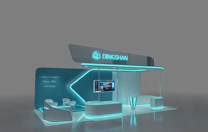 为了突出科技感加了很多灯带,地台也做了渗光效果,软件:3dmax2018