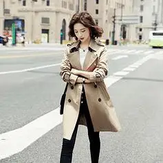 gudisi古地斯风衣女中长款女装英伦风秋季流行大衣外套潮at3212卡其色
