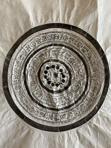 3#汉代双圈铭文镜,直径约15厘米,留有题跋空间.