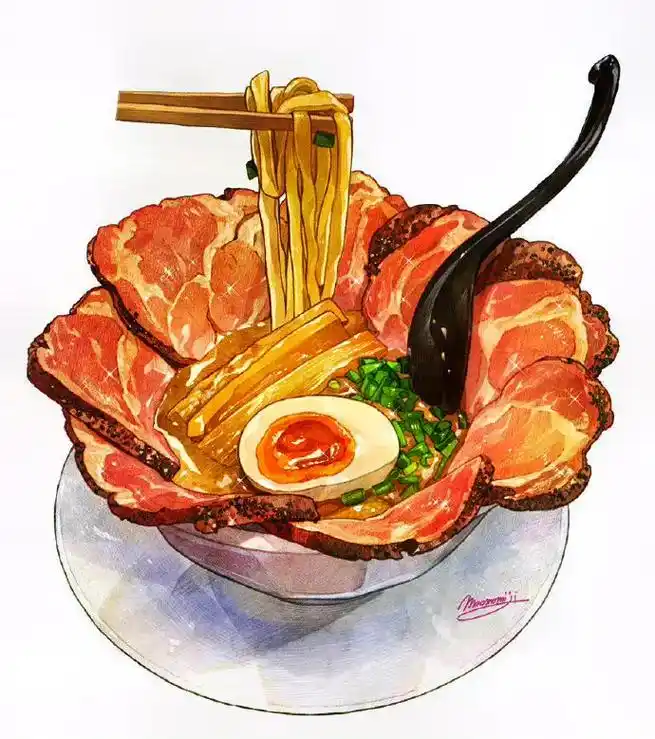 画师: もみじ真魚  #面条 #水彩画 - 抖音