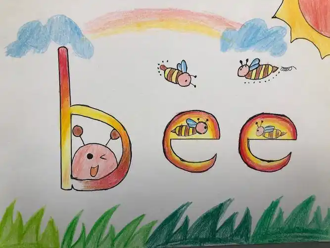 有趣的创意,流畅的线条,丰富多彩的颜色,再配上英文单词,一份优秀作品