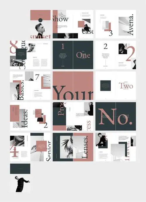 时尚摄影作品集画册设计indd模板 sunset photography portfolio - 早