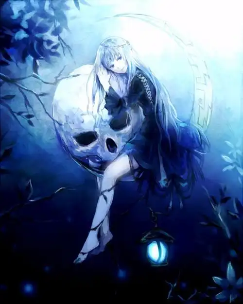 内是这种少女抱着骷髅的图片