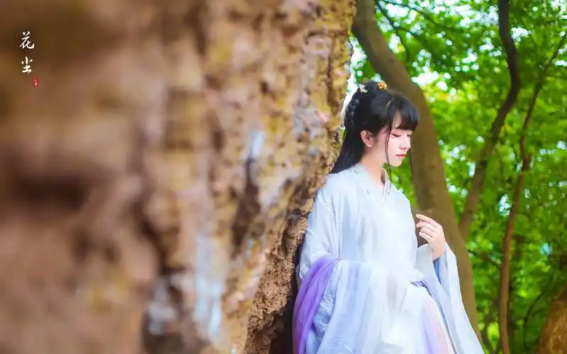 撑伞美女唯美古风电脑桌面壁纸