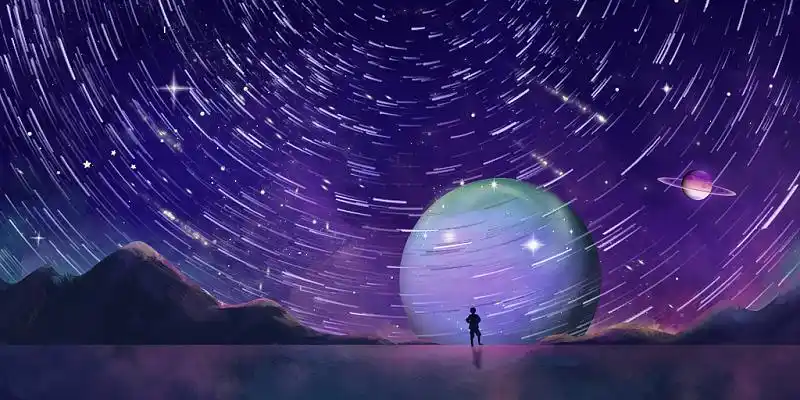 蓝色唯美宇宙夜空夜晚晚上星空星星旋涡创意展板背景夜空星星背景